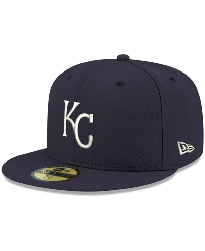 New Era Men's Navy Kansas City Royals Logo White 59fifty Fitted Hat In Navy
