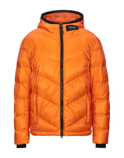 Shop Woolrich Man Puffer Orange Size M Polyamide