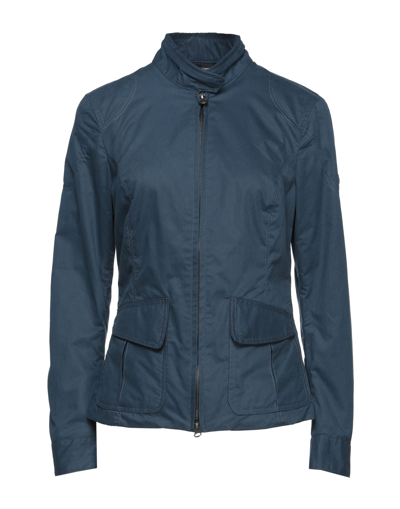 Shop Matchless Woman Jacket Slate Blue Size Xl Cotton, Polyurethane