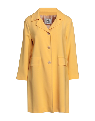 Shop Attic And Barn Woman Overcoat & Trench Coat Ocher Size 6 Viscose, Elastane In Yellow