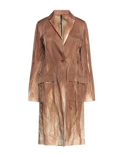 Shop Pierantonio Gaspari Woman Overcoat Brown Size 12 Cotton, Polyester, Metal