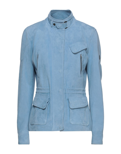 Shop Matchless Woman Jacket Sky Blue Size M Soft Leather