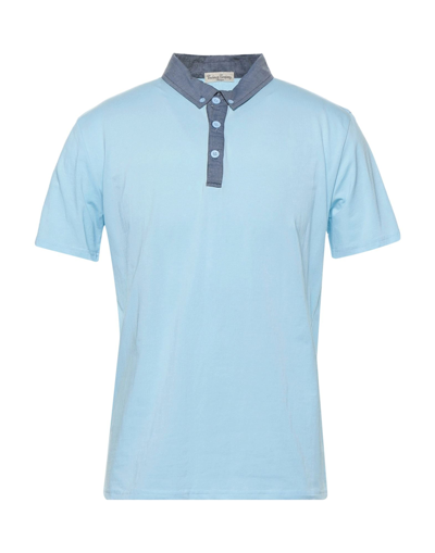 Shop Cashmere Company Man Polo Shirt Sky Blue Size 36 Cotton