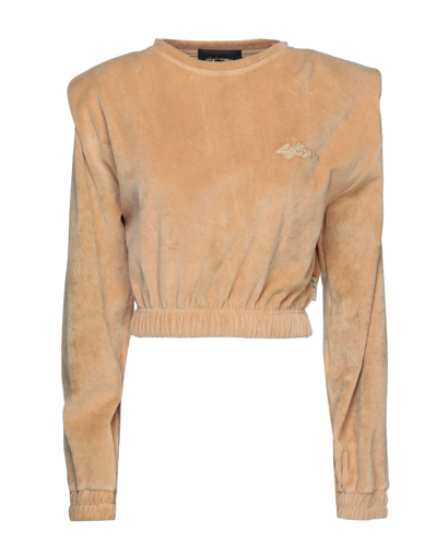 Shop 4giveness Woman Sweatshirt Camel Size L Cotton, Polyester In Beige