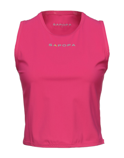 Shop Sàpopa Woman Top Fuchsia Size L Nylon, Elastane In Pink