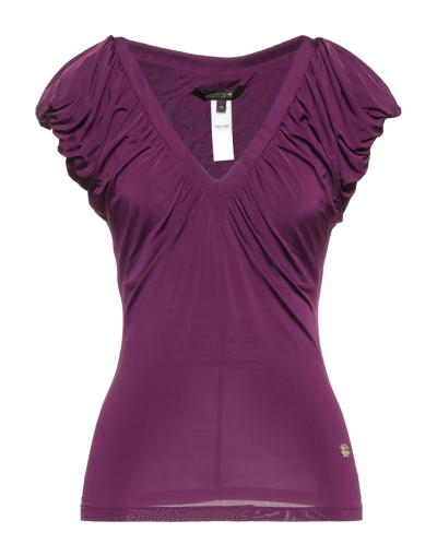 Shop Roberto Cavalli Woman T-shirt Purple Size 8 Viscose, Elastane