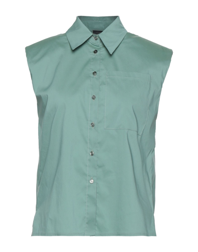 Shop Pinko Woman Shirt Sage Green Size 10 Cotton, Polyamide, Elastane