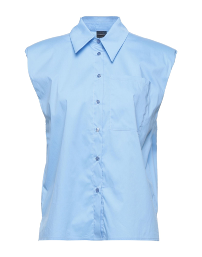 Shop Pinko Woman Shirt Azure Size 4 Cotton, Polyamide, Elastane In Blue