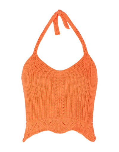 Shop 8 By Yoox Cotton Knit Crop Top Woman Top Orange Size Xl Cotton, Acrylic
