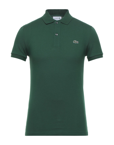 Shop Lacoste Man Polo Shirt Dark Green Size 3 Cotton, Elastane
