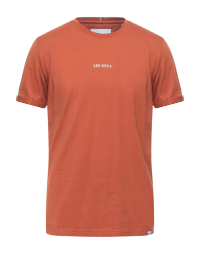 Shop Les Deux Man T-shirt Brown Size Xl Cotton