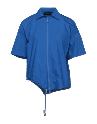 Shop Dsquared2 Woman Shirt Bright Blue Size 0 Cotton