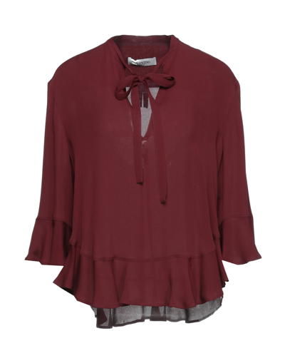 Shop Valentino Blouses In Maroon