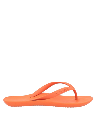 Shop A.testoni A. Testoni Woman Thong Sandal Orange Size 4-5 Rubber