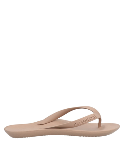 Shop A.testoni A. Testoni Woman Thong Sandal Light Brown Size 4-5 Rubber In Beige