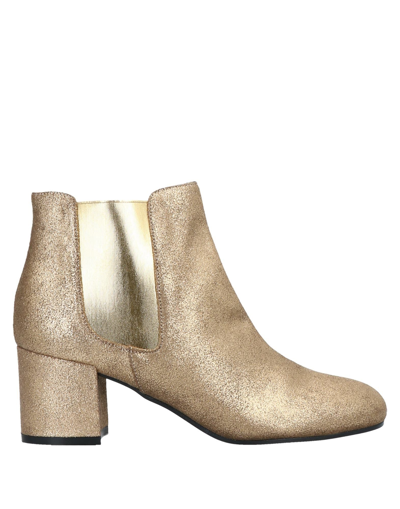 Shop Pollini Woman Ankle Boots Gold Size 7.5 Soft Leather, Elastic Fibres