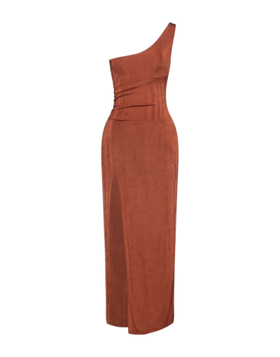Shop Souvenir Woman Maxi Dress Rust Size M Polyester, Elastane In Red