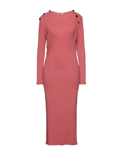 Shop Souvenir Woman Midi Dress Coral Size M Viscose, Polyester, Elastane, Polyamide In Red