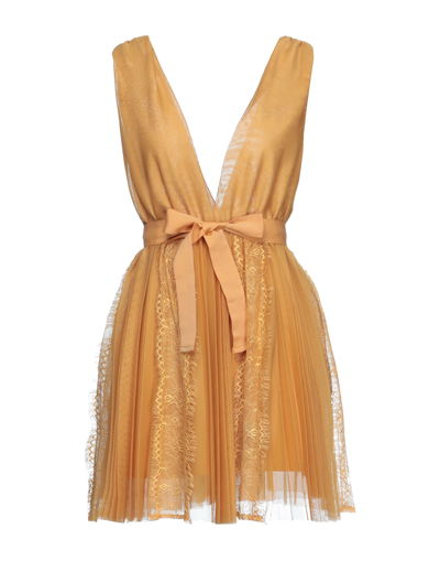 Shop Soallure Woman Mini Dress Ocher Size 8 Polyester, Elastane In Yellow