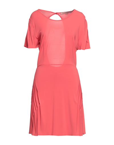 Shop Babylon Woman Mini Dress Coral Size 8 Acetate, Polyamide, Elastane In Red