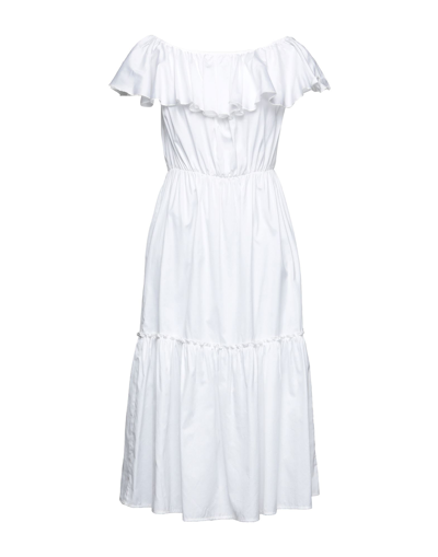 Shop Federica Tosi Woman Midi Dress White Size 10 Cotton, Silk