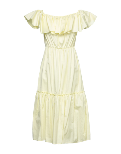 Shop Federica Tosi Woman Midi Dress Light Yellow Size 4 Cotton, Silk