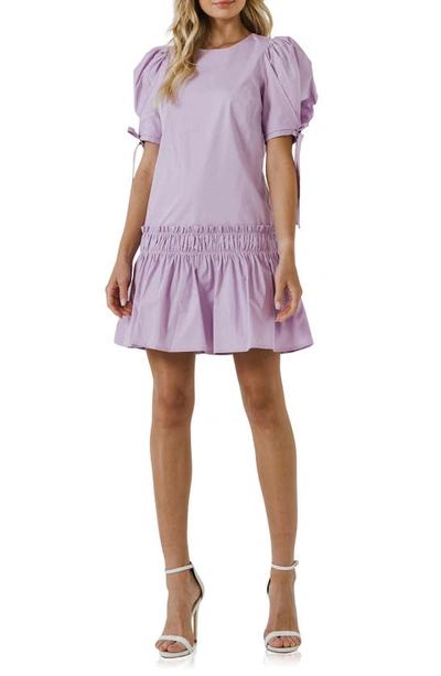Shop English Factory Poplin Drop Waist Dress In Lilac