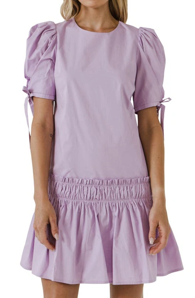 Shop English Factory Poplin Drop Waist Dress In Lilac