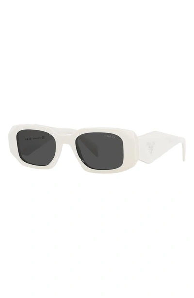 Shop Prada 51mm Rectangular Sunglasses In Talc/ Dark Grey