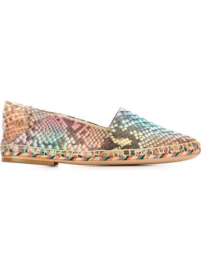 Alexandre Birman Rainbow Python Espadrille Flats In Pink Multi