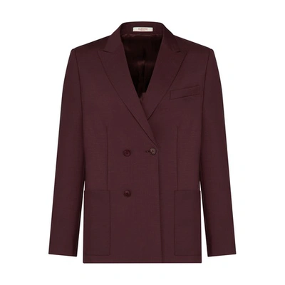 Shop Valentino Double-breasted Wool Jacket In Bordeaux