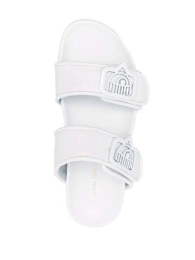 Shop Chiara Ferragni Logo-patch Double-strap Sandals In Weiss