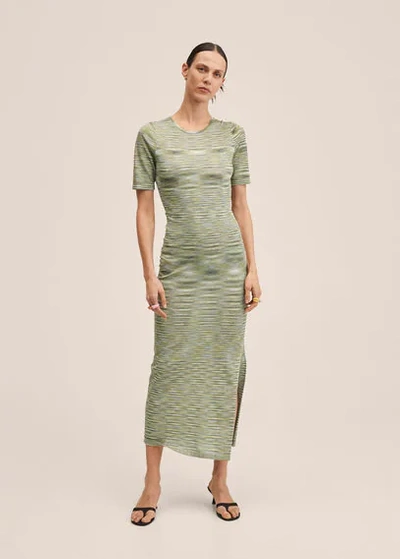 Shop Mango Fitted Jersey Dress Green
