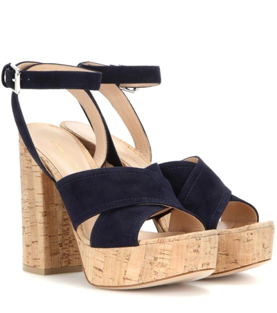 Gianvito Rossi Suzie Suede Platform Sandals In Blue