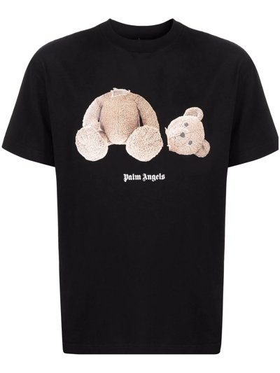 Shop Palm Angels Bear-print T-shirt In Pink
