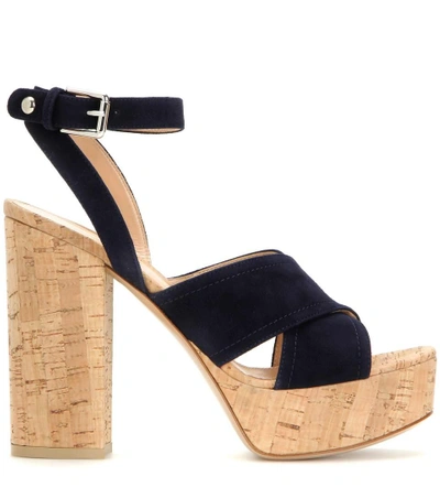 Shop Gianvito Rossi Suede Platform Sandals In Blue