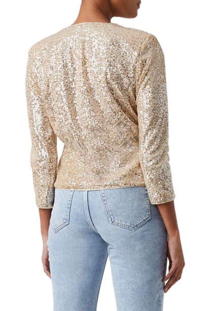 Shop French Connection Sequin Surplice Top In Silver-cement