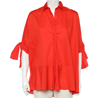 Pre-owned Ch Carolina Herrera Red Cotton Oversized Shirt S