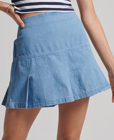 Superdry Women's Vintage Denim Pleat Mini Skirt Blue / Super Light Blue  Wash | ModeSens