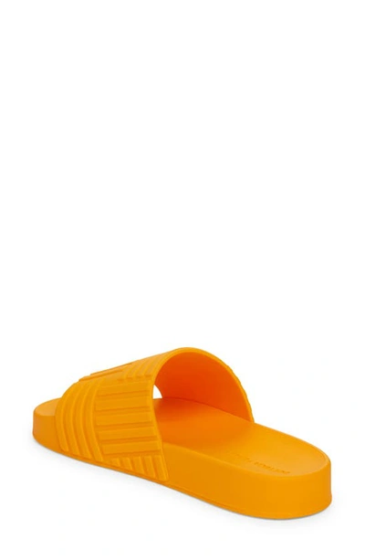 Shop Bottega Veneta Intrecciato Embossed Slide Sandal In Tangerine