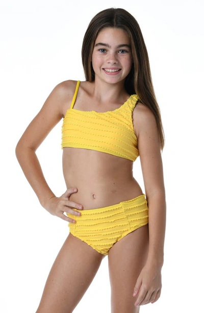 Shop Hobie Kids' Sandollar One-shoulder Two-piece Swimsuit In Sunshine