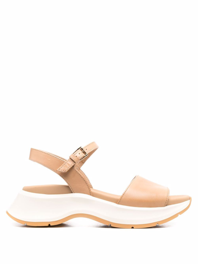 Shop Hogan H585 Leather Sandals In Beige