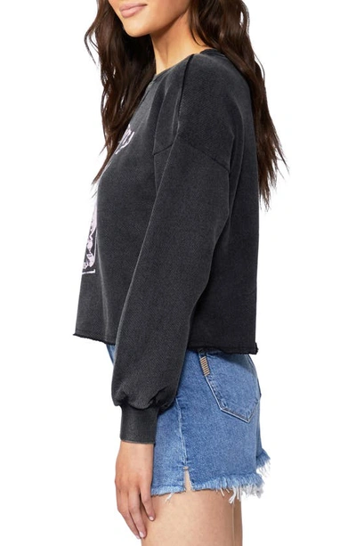 Shop Paige Raeanne Royalty Cotton Graphic Sweatshirt In Washed Black