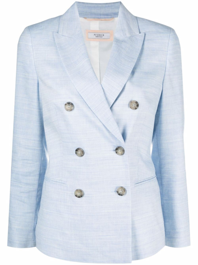Shop Peserico Double-breasted Blazer In Blu