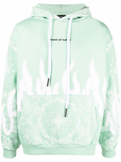Shop Vision Of Super Hoodie With Bandana Print In Verde