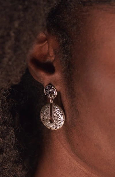 John Hardy Sterling Silver Classic Chain Black Sapphire & Black Spinel Pave Disc Drop Earrings In Black