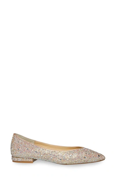 Shop Betsey Johnson Crystal Pavé Pointed Toe Flat In Nude