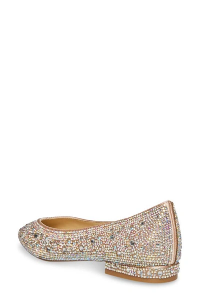 Shop Betsey Johnson Crystal Pavé Pointed Toe Flat In Nude