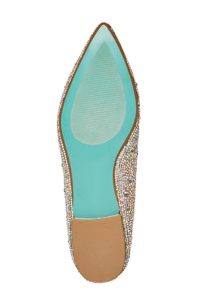 Shop Betsey Johnson Crystal Pavé Pointed Toe Flat In Nude