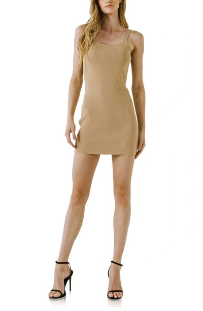 Shop Endless Rose Rib Camisole Dress In Camel